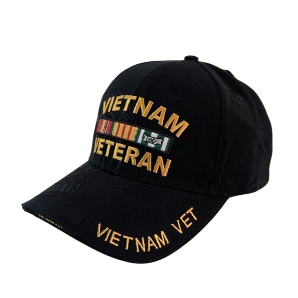 Rothco Vietnam Veteran Vet Hat Cap‎ Black Embroidered Adjustable